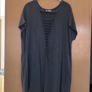 Gray braided front shirt